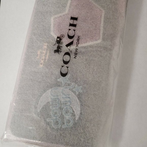 COACH C6995 Long Zip Around Wallet Wristlet Signature Canvas Disco Patches Khaki - Picture 4 of 5